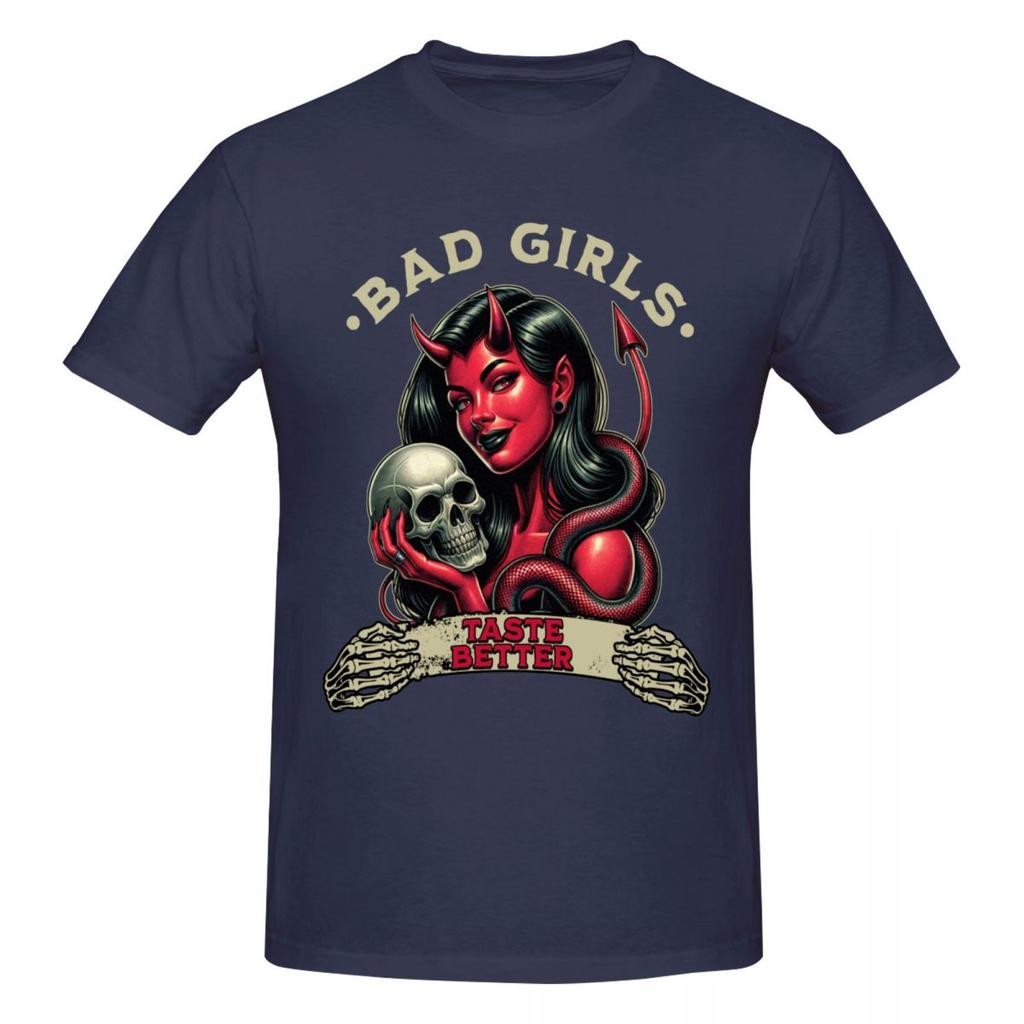 Unisex Bad Girls Taste Better Trending T Shirt Vintage O-neck Cotton T Shirts For Unisex