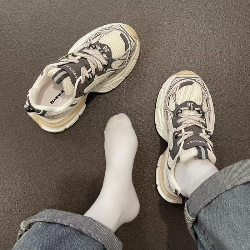 Internet celebrity platform shoes women 2025 spring summer ins fashion versatile dad shoes tide casual mesh breathable sneakers