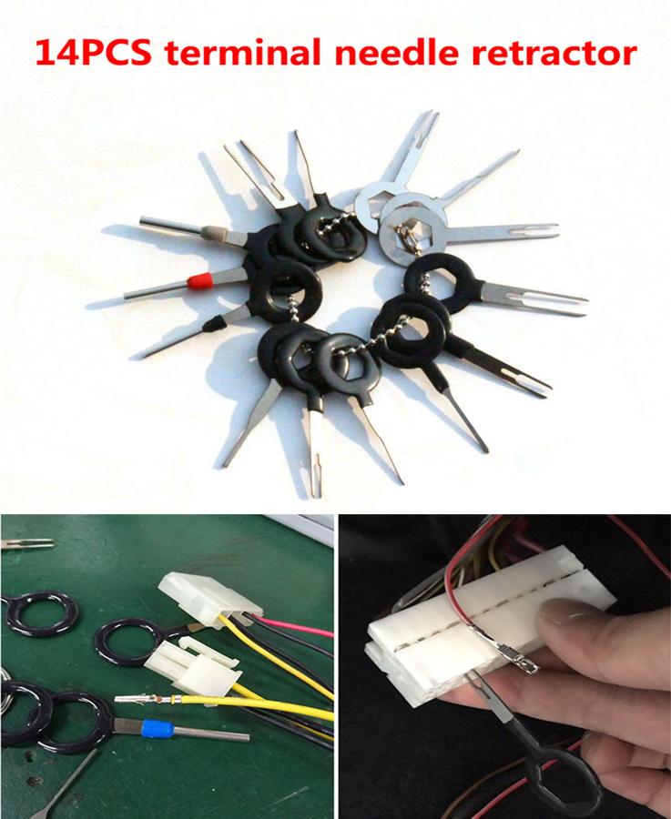 14Pcs Universal Car Wiring Connector Pin Extractor Puller Terminal Removal Tools