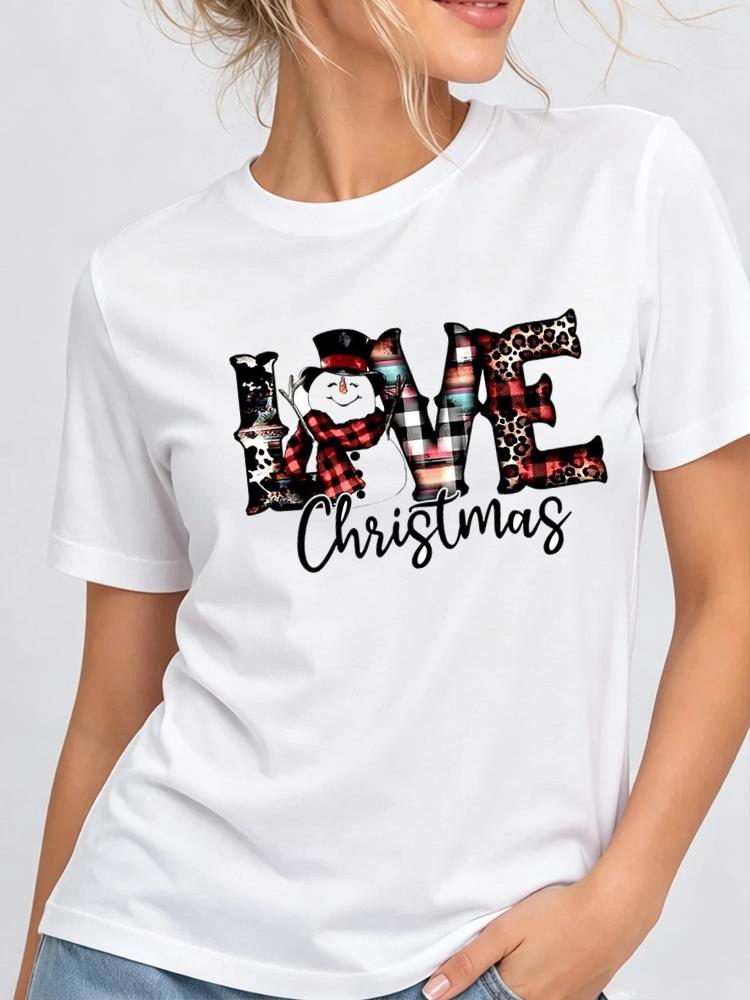 (Asian Size) faith cute flower Print Woman Clothing New Year T Shirt Christmas Festival Tee Women Fashion Top Short Sleeve Graphic T-shirt