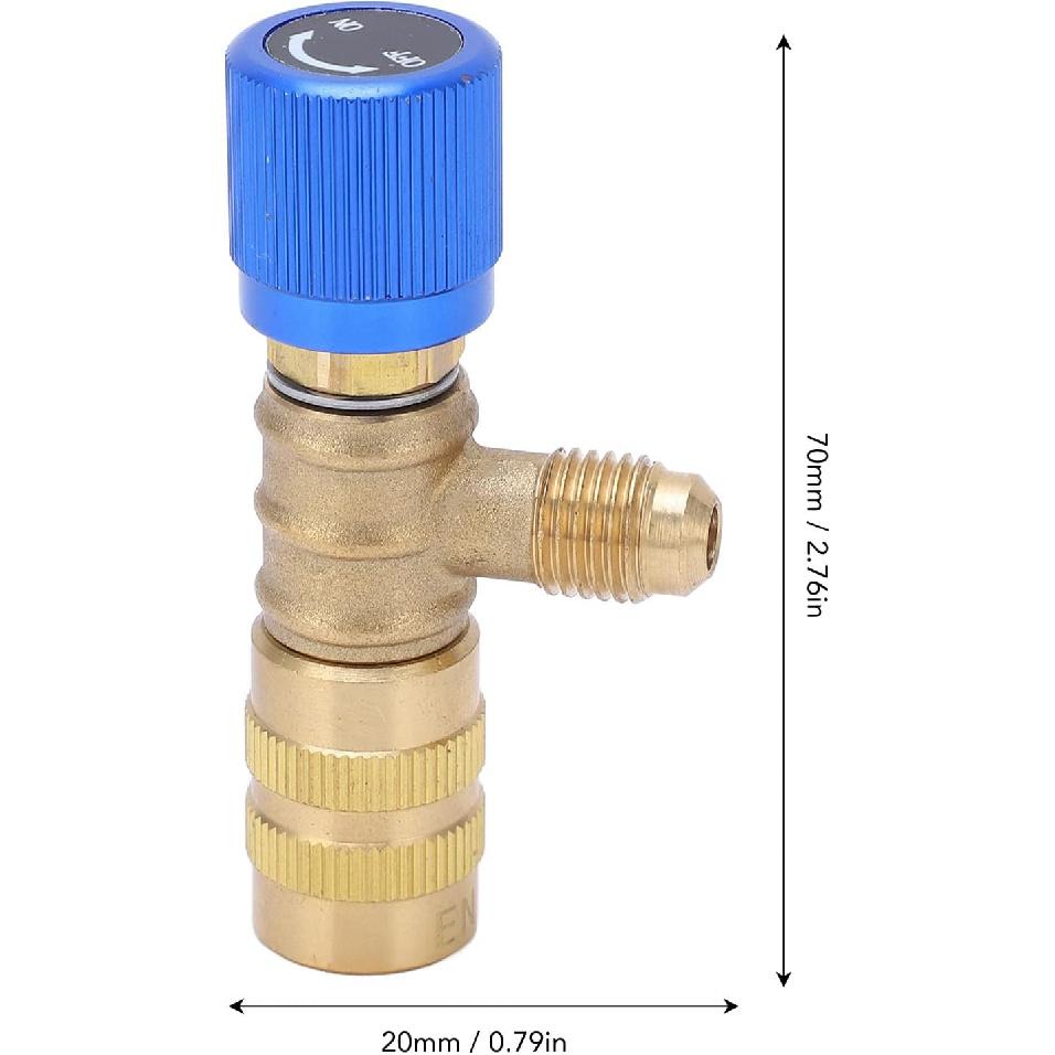 Refrigerant Charging Valve, Refrigerant Valve Brass Tank Adapter, 1/4" Thread Safety Adapter Flow Control Ball Valve for R22 R410 R134A R404