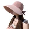 Summer New Hat Women's High-end Sense Diamond-encrusted Letter Mark Sun Protection Sun Hat Empty Top Bow Neck Protection Shawl Hat