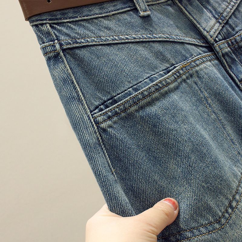 Elegant Woman Split Female Pear-shaped Design Pockets High Waist Thin Mid-length Package Hip Retro Versatile Comfortable Fashion Denim Bustier Skirt