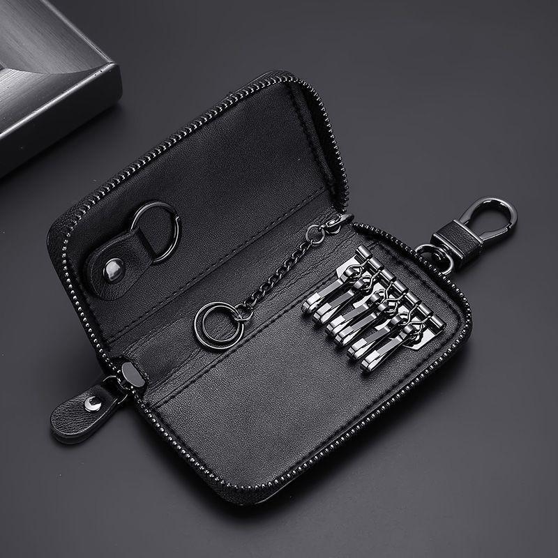 Nouveau Porte-clés en Cuir Hommes Femmes Organisateur de Porte-clés Pochette Grande Capacité Portefeuille pour Clé de Voiture Étui à Clés de Concierge Mini Sac à Cartes
