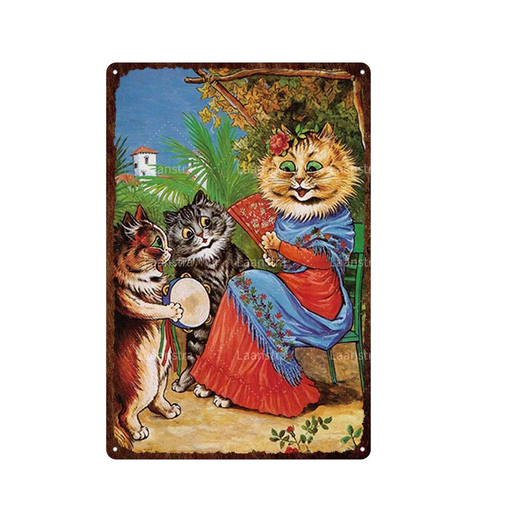 Cute Animal Funny Cat Metal Signs Vintage Metal Sign Painting Plate for Bar Club Pet Shop Decor Retro Poster Wall Decor Painting