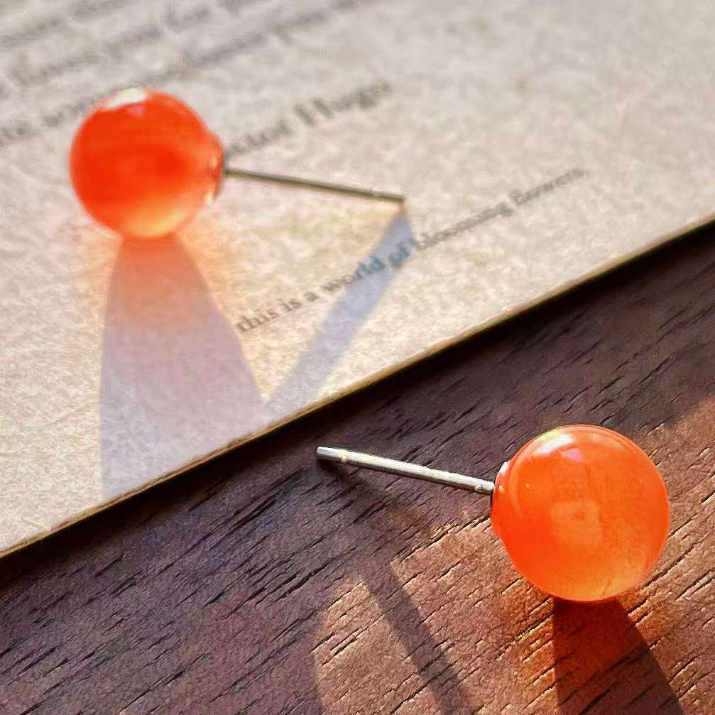 925 Silver Natural Nanhong Stud Earrings