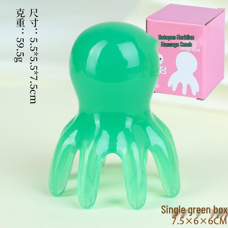 Pink Octopus Portable Scalp Massager Comb with Wide-Tooth Gua Sha Design