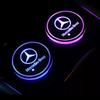 2pcs Interior Light Coaster LED Illuminated Car Water Cup Coaster For Mercedes Benz B/C/E/S Class A Class C200L GLC GLE CLA