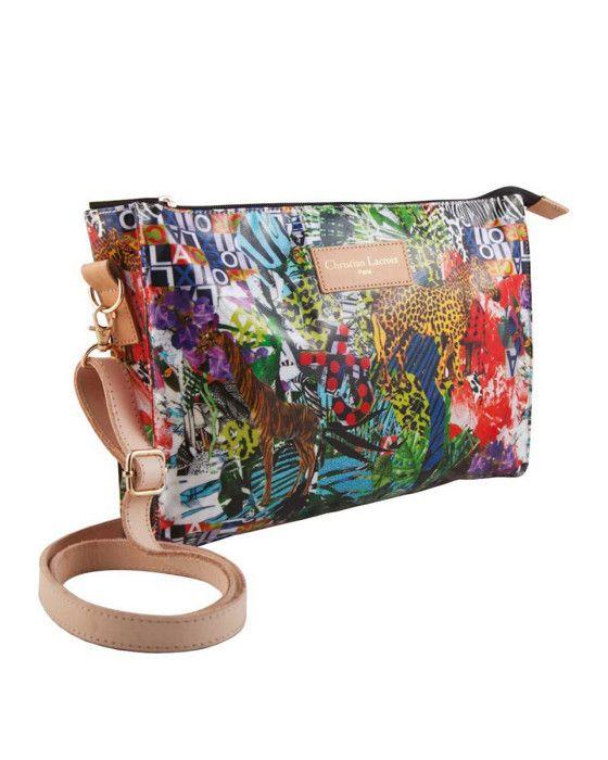 Sac pochette - CHRISTIAN LACROIX - Glam - Imprimé Amazonie - Cuir végétal - Bandoulière amovible
