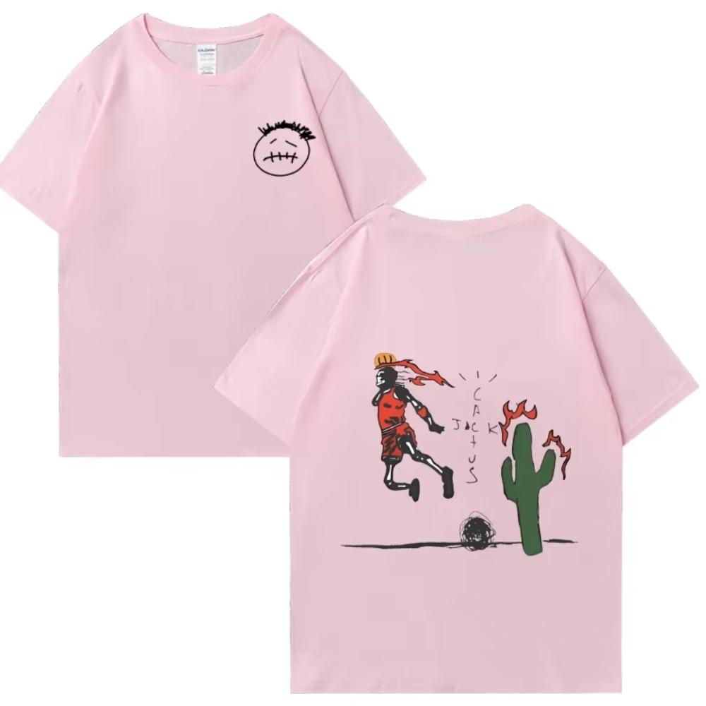 

Cactus Jack play basketball T-shirts Men Women s Y2k Casual Fashion clothing Oversized Pure short sleeve Unisex Tees XXXXXL розовый