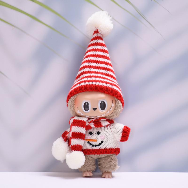 

Одежда для кукол Лабубу: Одна треть детского рождественского плаща с оленем и снеговиком, новогодний наряд для вечеринки, чтобы сидеть. Suitable for 1st, 2nd, 3rd generation charms