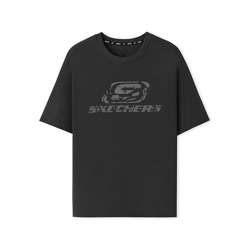 Skechers Casual Breathable Loose Short Sleeve Round Neck T-Shirt Unisex Tops Carbon-Black L225U058-0018 L