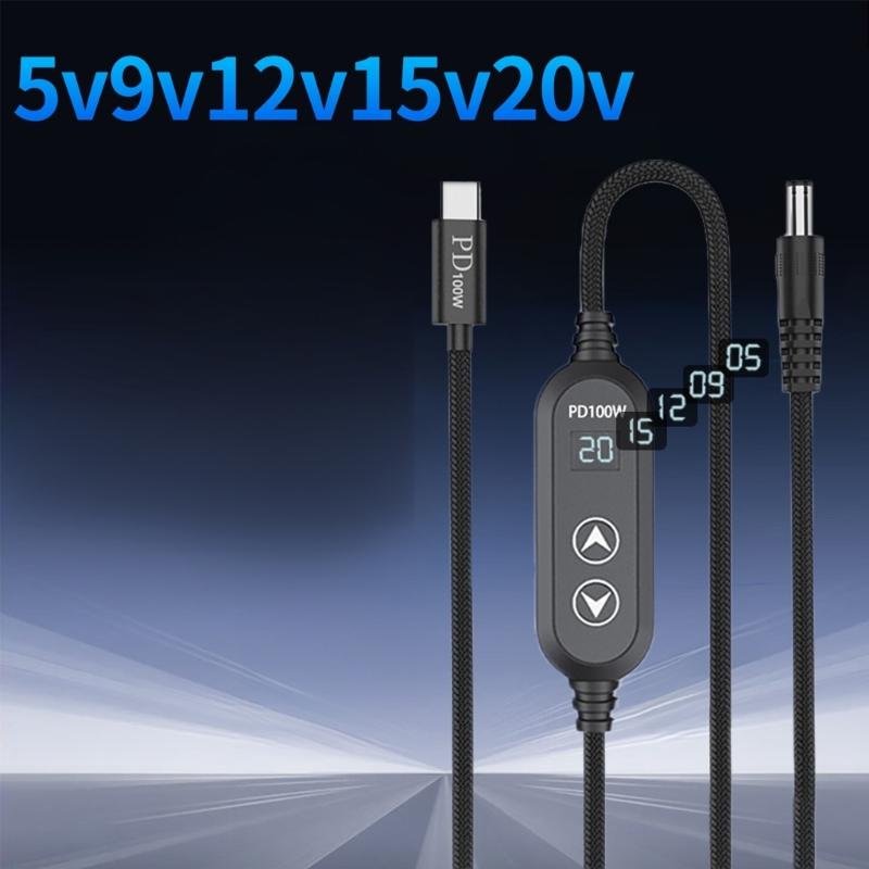 USB C Power Cord with 8 Adapters 100W Highest Efficiency Variable Power Supply DC5.5 Type C Charging Cable 120cm