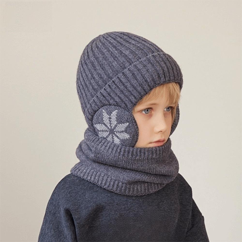 2pcs Coldproof Children Knitted Beanie Solid Color Pullover Hat Fashion Scarf Hat Set  Winter