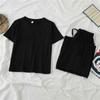 Korean Chic Petite Two-Piece Set: Short Sleeve & Wide-Leg Pants for Women