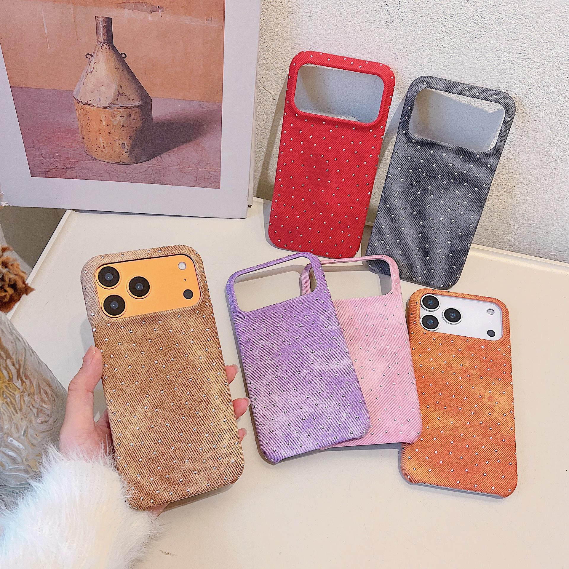 

Denim Texture Rhinestone iPhone 17 Pro Max Case with High-End Feel & Drop Protection - Compatible with Apple 16. iPhone 15
