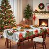 Christmas Rectangle/Round Tablecloth, Country Cardinal Wreath Waterproof Tablecloth, Warm Winter Festival Table Decorative Cloth