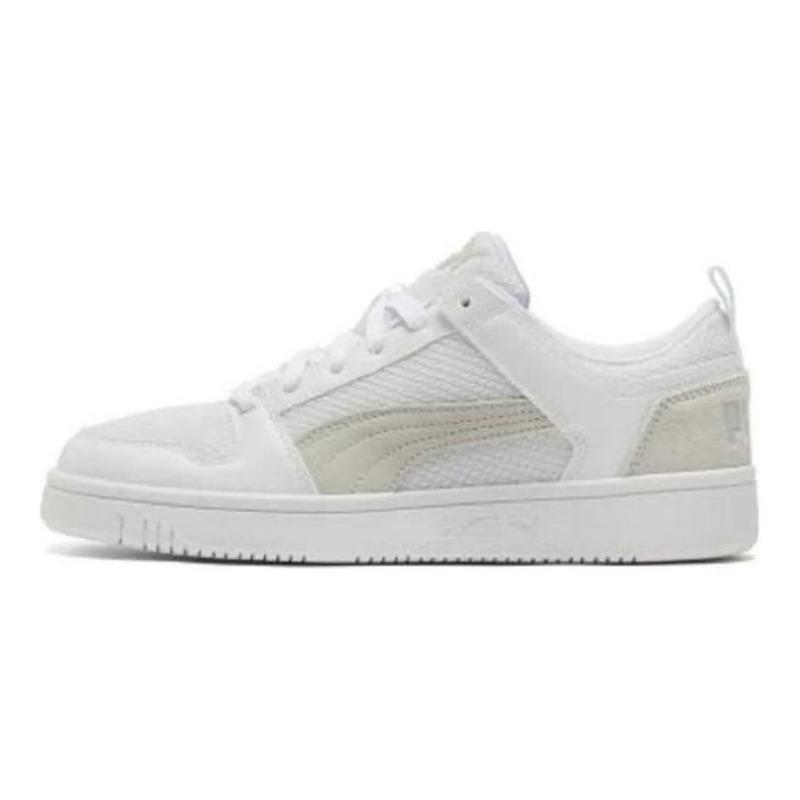 PUMA Rebound Layup Lo Mesh Lightweight Low Skate Shoes Unisex White Grey 370914-06 36