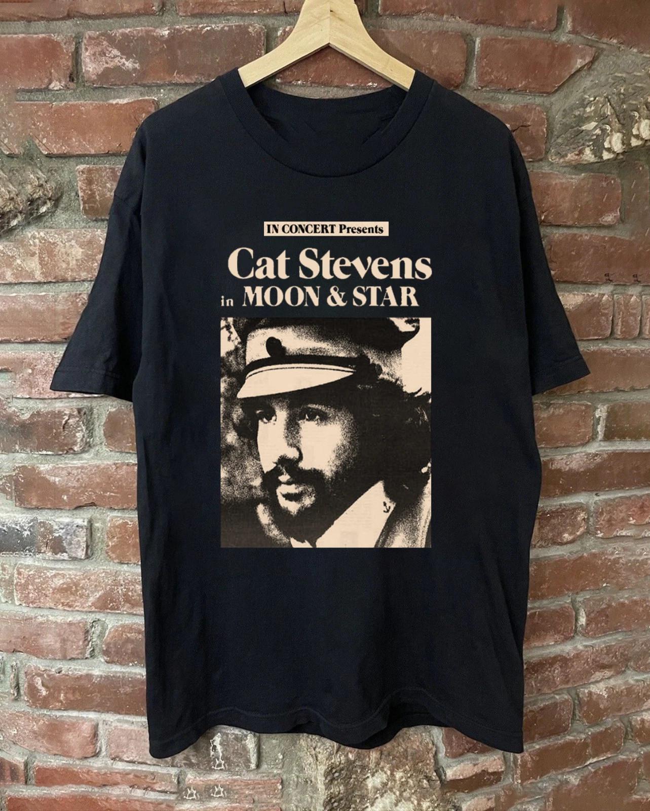 NEW Cat Stevens Moon And Star Heavy Cotton Black S-5XL T Shirt CM612 Unisex T-Shirt L