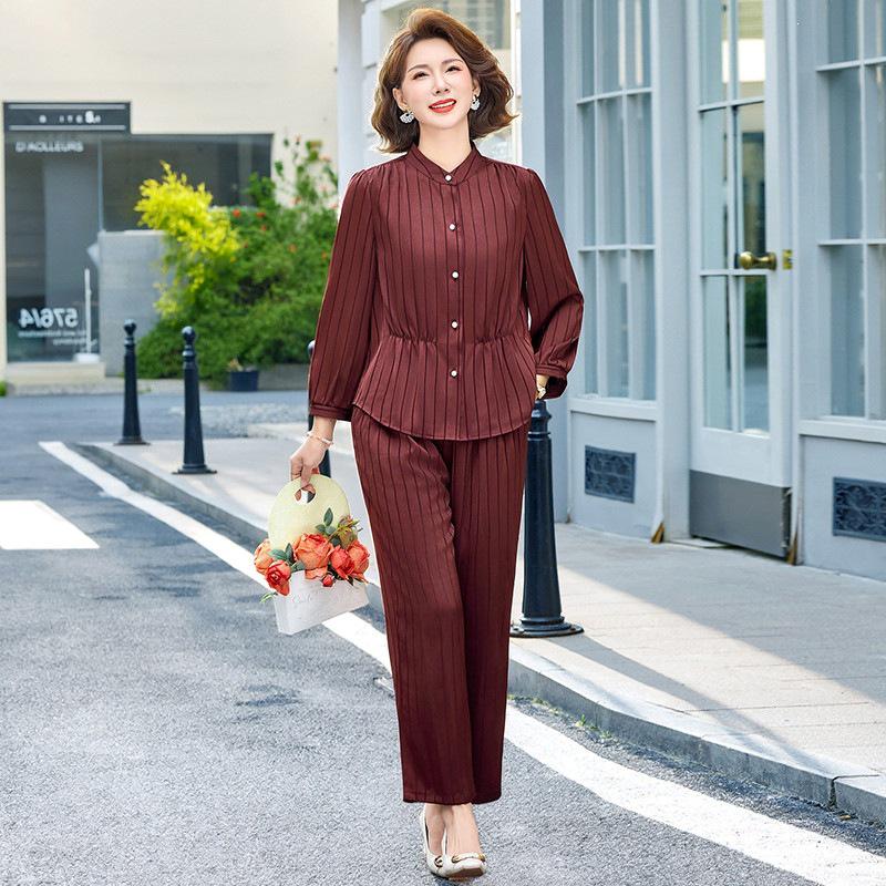 

Chic Striped Two-Piece Set for 50-60 Year Old Mothers - Spring/Summer 2026 Collection 3XL [60-67.5 kg]