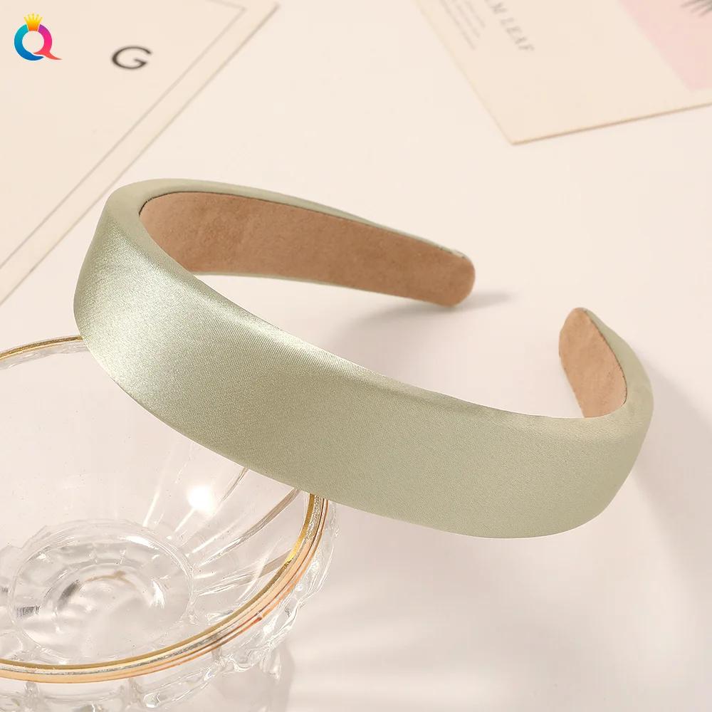 1pcs Satin Sponge Headband for Women Solid Colors Thick Hair Hoop Hairband Fashion Hair Accessories