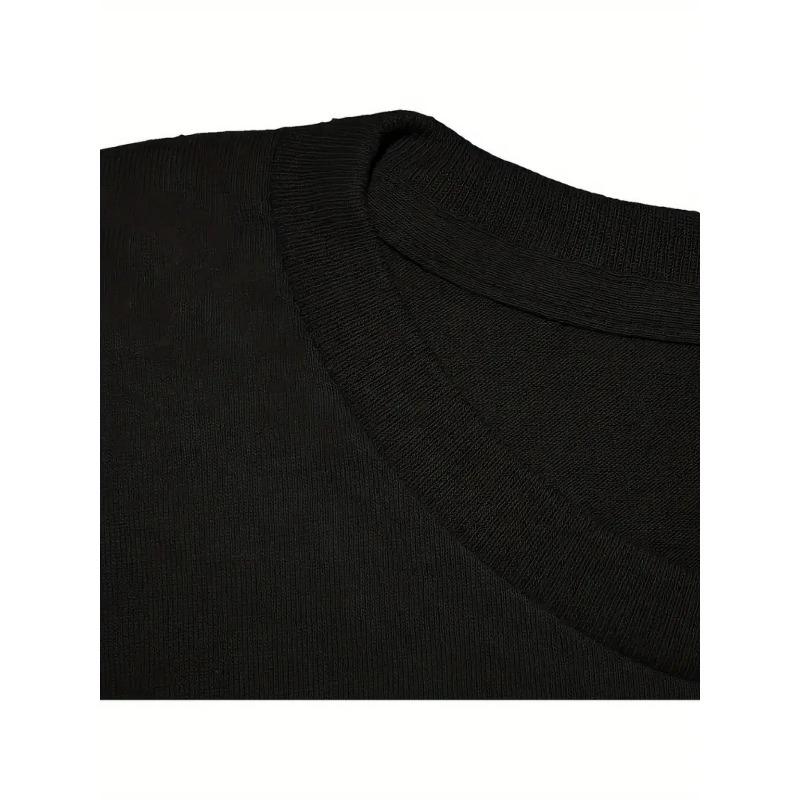 European sizes Men's  "I'm Against the World" Graphic T-Shirt-Black Casual Crew Collar