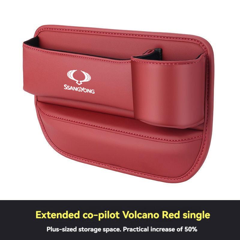 Leather Car Seat Gap Organizer Crevice Side Storage Box Filler Side Storage Pocket With Cup Holder For Ssangyong Car