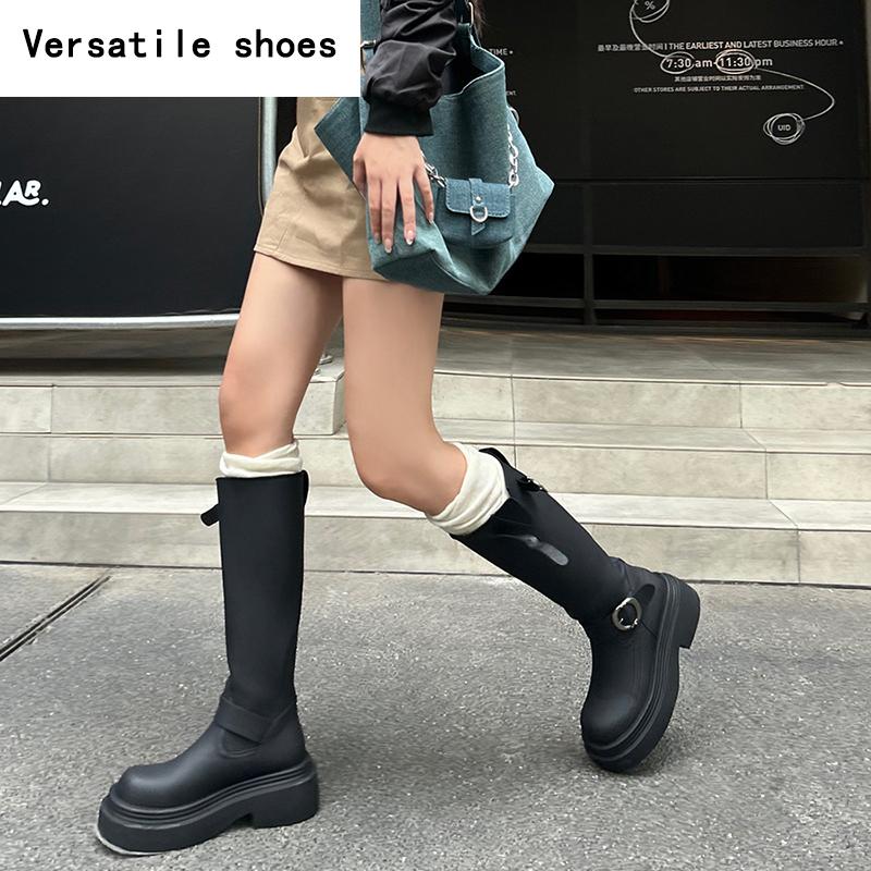 Vintage Winter Platform Women Knee High Boots Fashion Slip On Long Booties Designer High Heels Botas De Mujer