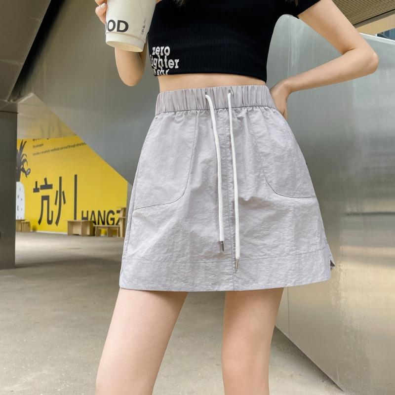 Casual Tooling Skirt Women's Summer Spice Girls Short Skirt High Waist Elastic Drawstring Skinny Meat Cover Skirt Hip Wrap Skirt