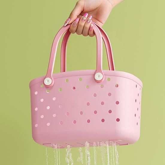 Cesto Portaoggetti con Fori di Drenaggio Contenitore Portaoggetti Grande Capacità Manico Ergonomico Organizer per Bagno Stanza del Dormitorio