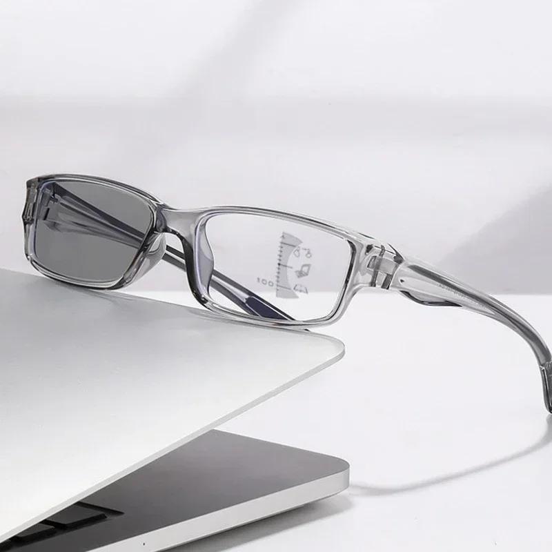 Men Women Trendy Photochromic Reading Glasses Ultralight Sports Presbyopia Eyewear Unisex Suqare Progressive Multifocal Glasses