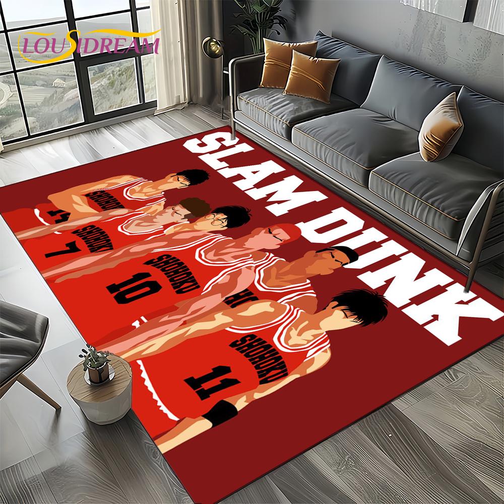 2025 New Cartoon Slam Dunk Anime Basketball Carpet Rug for Bedroom Living Room Home Sofa Decoration,kid Play Decor Floor Mat