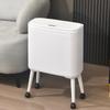 Trash Can with Wheels Brake System Wastebasket for Office Bathroom Home White