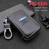 For Puma Grand C Max Focus Mondeo Kuga Fiesta Ecosport Transit JTFIJDR5 Kuga Leather Car Remote Key Case Cover Keychain Accessories