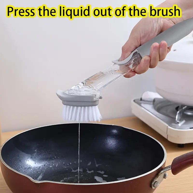 Automatic Liquid Adding Pot Brush Long Handle Pot Brush Dishwashing Artifact Kitchen Cleaning Decontamination Brush Multifunctional Cleaning Brush
