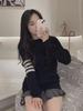 Classic Four-Bar Women's Puppy Jacquard Sweater - College Style, Long-Sleeved, Round Neck, Warm Bottoming Shirt