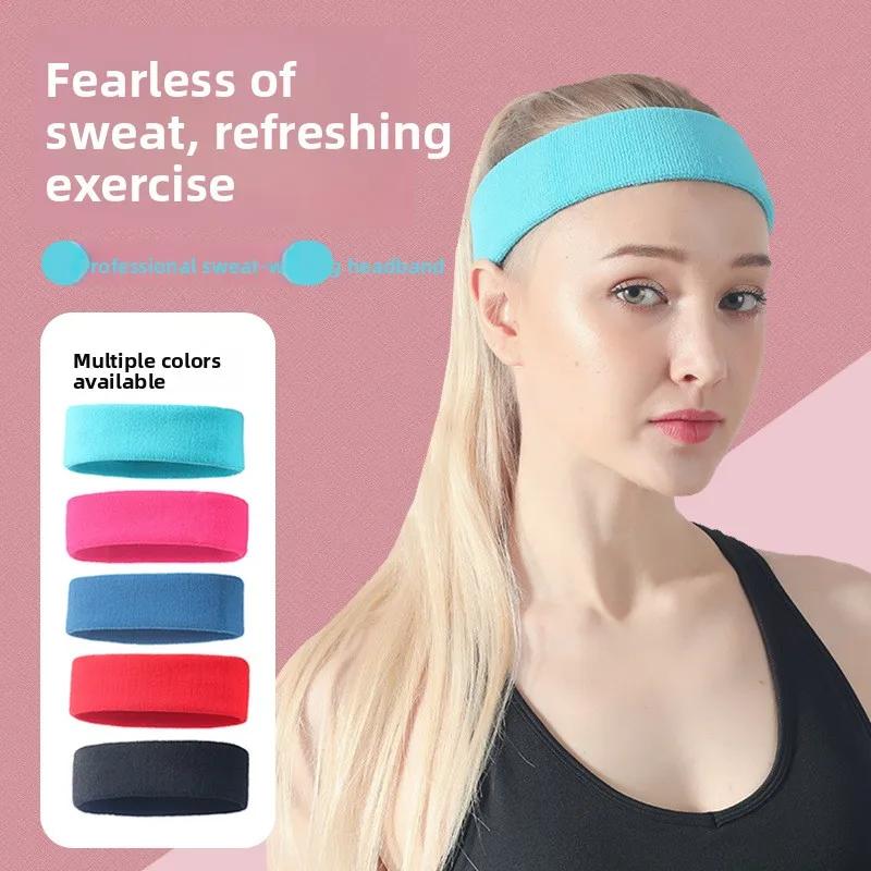 Solid Color Elastic Sports Headband Sweat-Absorbing Widened Antiperspirant Running Headband For Exercise