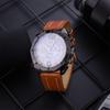 Men's Korean Style Casual Leather Strap Quartz Watch with Big Dial and Unique Design