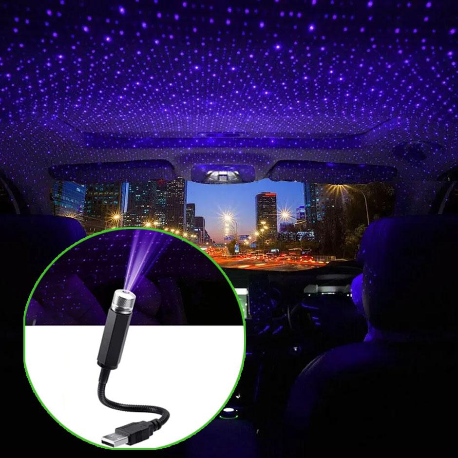 Mini LED Bil Tak Stjärna Nattljus Projektor Atmosfär Galaxy Lampa USB Dekorativ Justerbar för Auto Tak Rum Takdekor