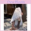 Cotton Blend Asymmetric White Midi Skirt With Lace Hem For Elegant Women