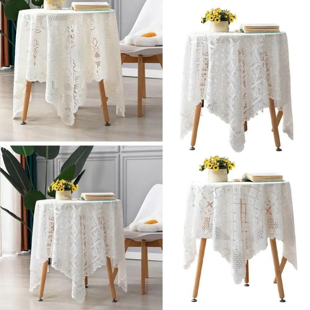 Non-slip Lace Tablecloth Sheer Table Mat Fashion Coffee Table Cover  Photography Backdrop Decor