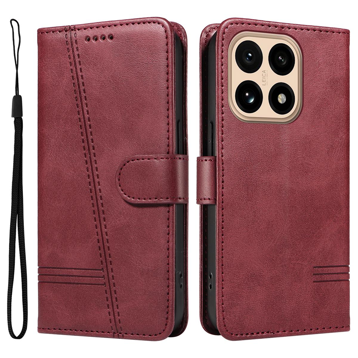 

For Xiaomi 15T Wallet Case T-Shape Lines Leather Phone Cover Stand