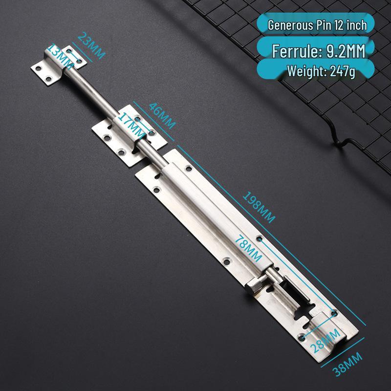 Thickened Stainless Steel Anti-Theft Door & Window Latch: Square Bolt for Cabinets & Doors, Surface-Mounted, Chinese Style