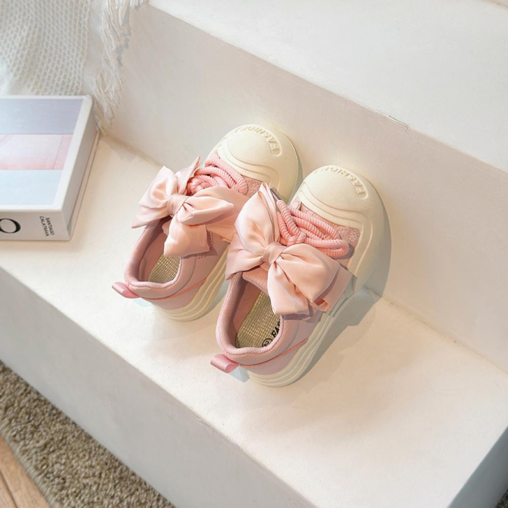 Children Casual Shoes with Bow-knot Simple Girls Unique Canvas Shoes Kids Sweet Sport Shoes Non-slip Round-toe 2024 Autumn New