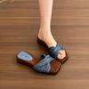 French Cool Slippers Women's Shoes Summer New Wedges Sandals One-word Slippers Beach Shoes Women's High-end Wear