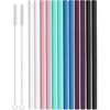 12 Straight Silicone Drinking Straws Set - Multi-Color, Reble Long Flexible Silicone Straws for 20oz and 30oz Tumblers, with 2 Cleaning Brushes,