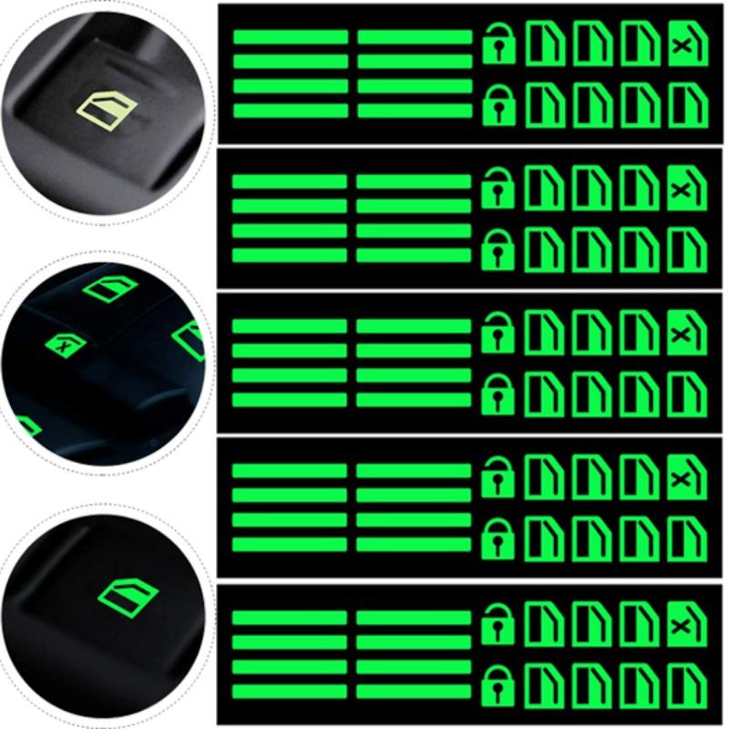 Car Luminous Button Stickers Window Lifter Switch Decals Night Glowing Interior Sticker for Toyota Camry Hyundai Kia Decals