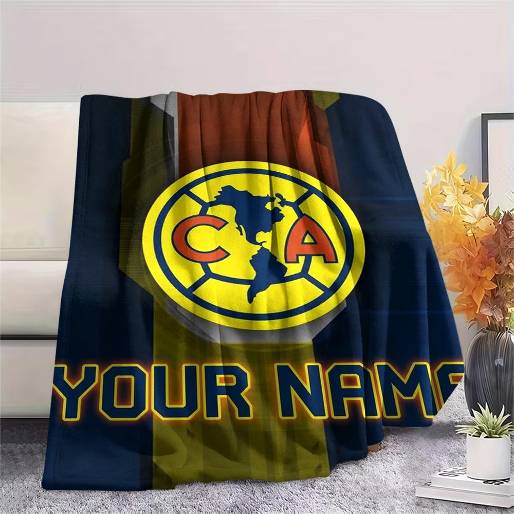 1PC Custom Name Club America Patterned Flannel Blanket Suitable For All Seasons for Home Decor Warmth and Comfort Gifts Holiday Present