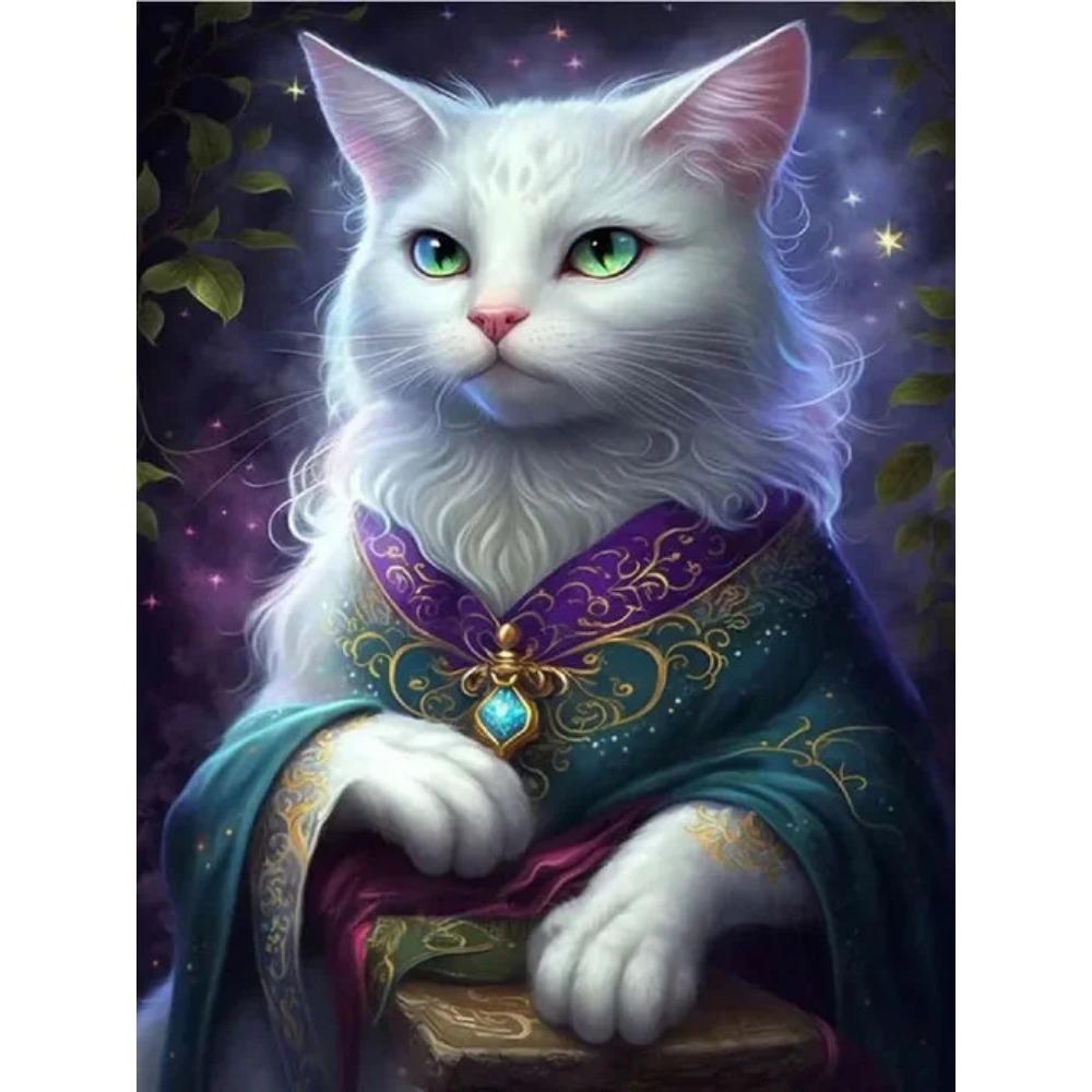 Diamentowe malowanie Pełne wiertło Gięcie domu Księżyc Okrągły obraz diamentowy Ręcznie robiony kot zwierzę Diy Diamentowy obraz mozaikowy Dekoracja domu