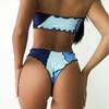 Dam axelbandslös Patchwork Tvådelad Bikini Set Split Triangle Baddräkt Badkläder